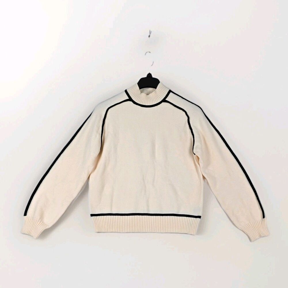 Sweater Women’s Size 4 Cream Black Trim Long Sleeve Mock Neck